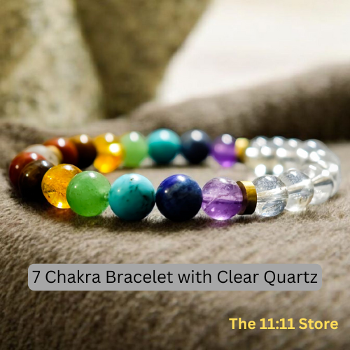 7 Chakra with Clear Quartz Crystal Bracelet