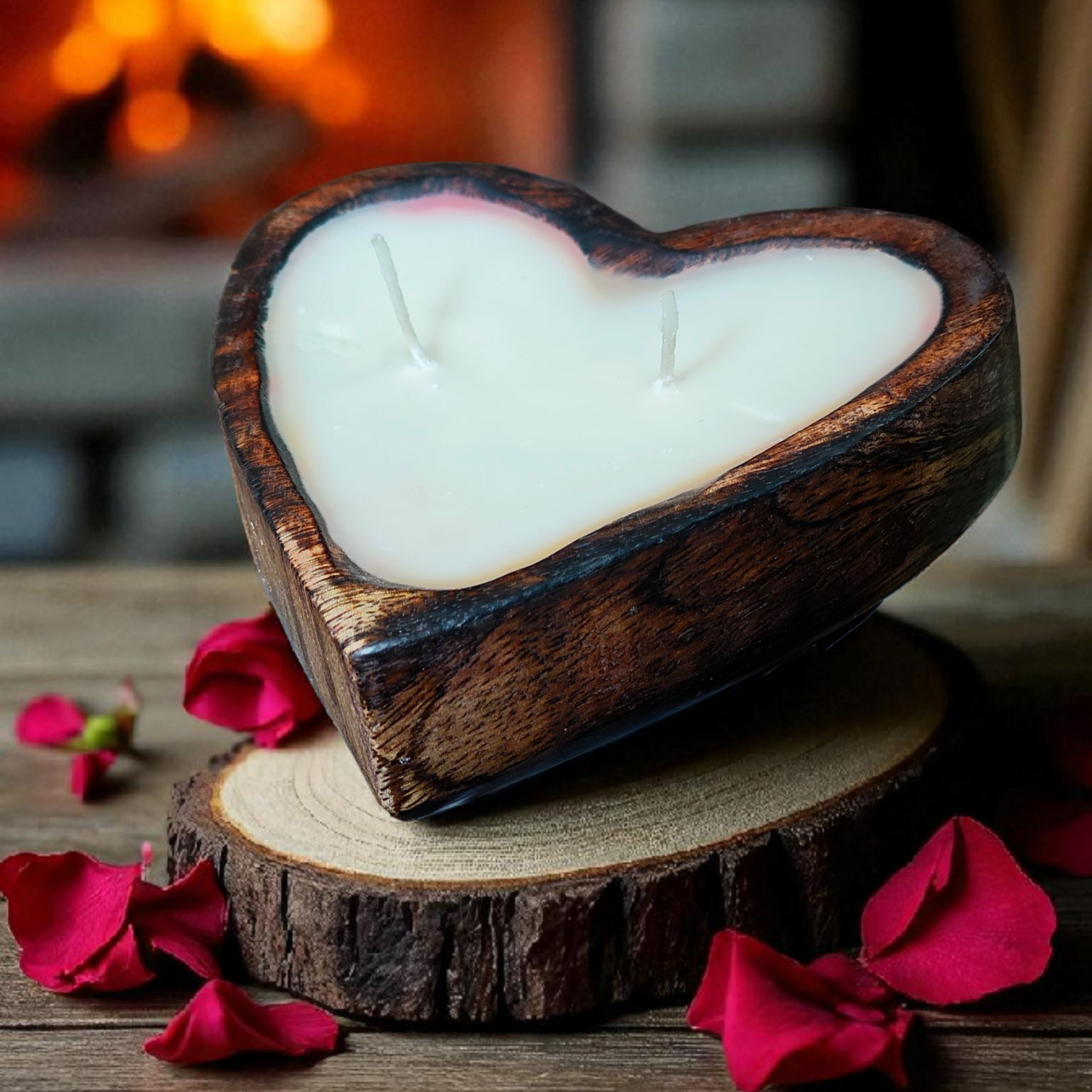 Heart-Shaped Wooden Candle