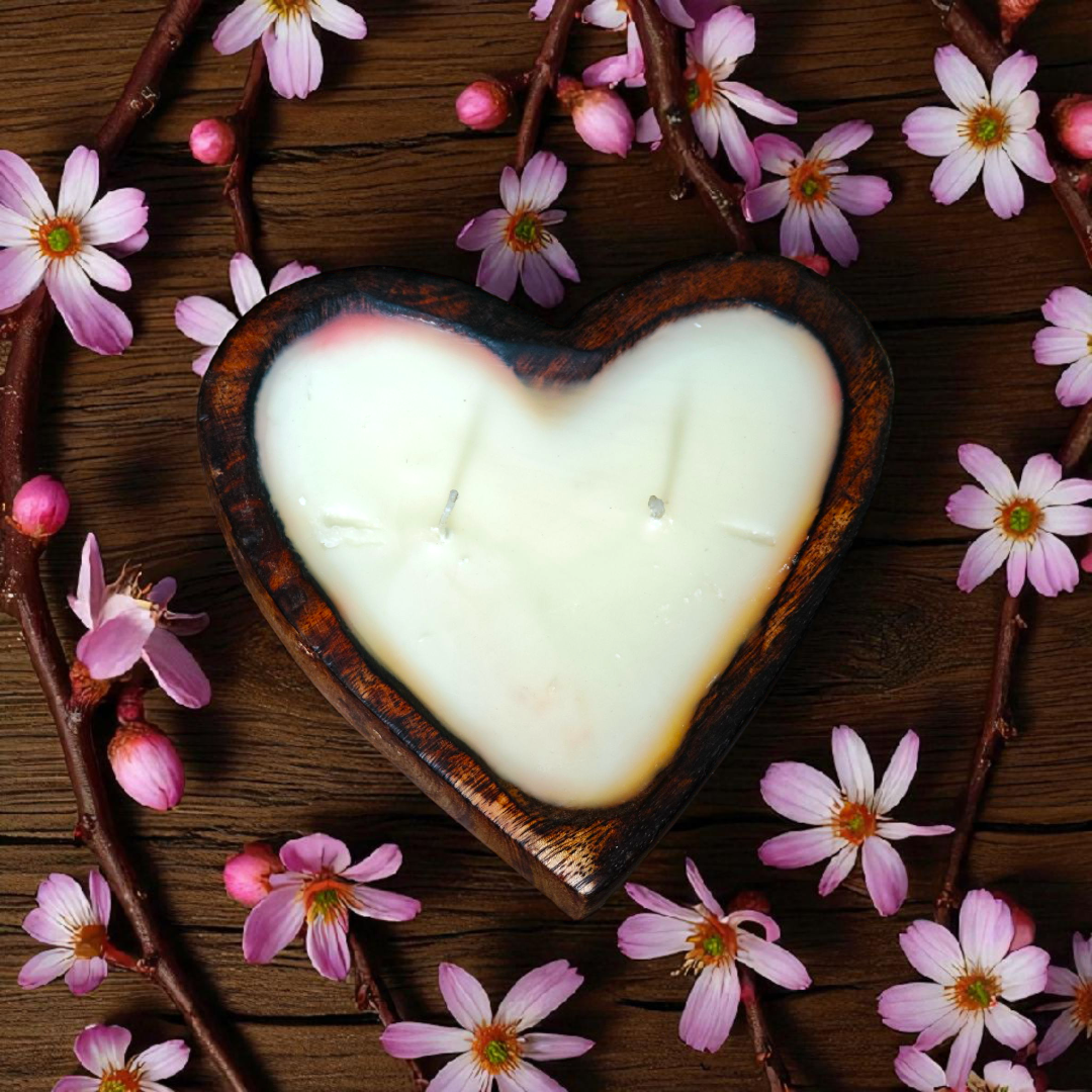Heart-Shaped Wooden Candle