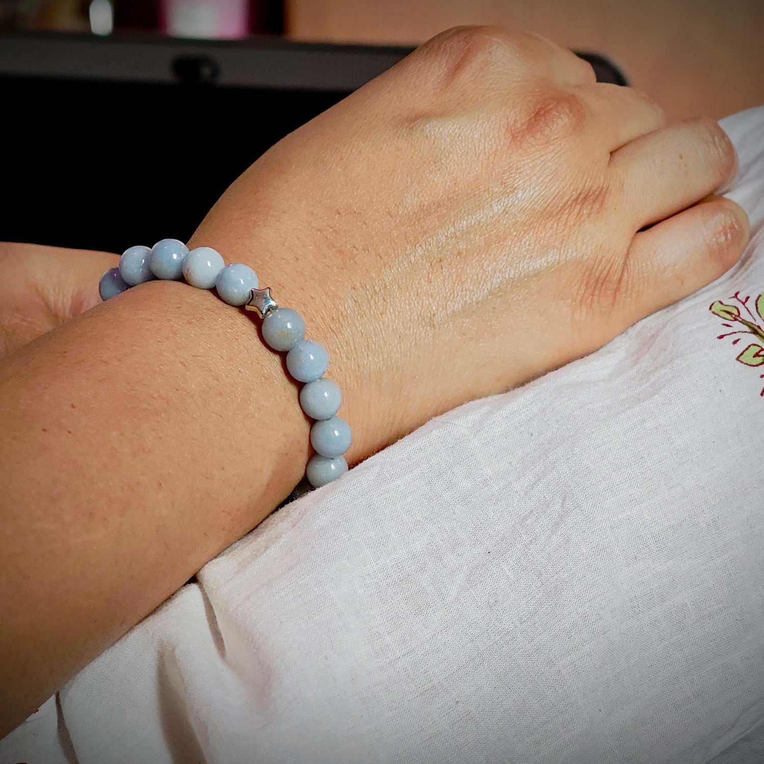 Angelite Crystal Bracelet - Calmness . Communication . Spiritual growth