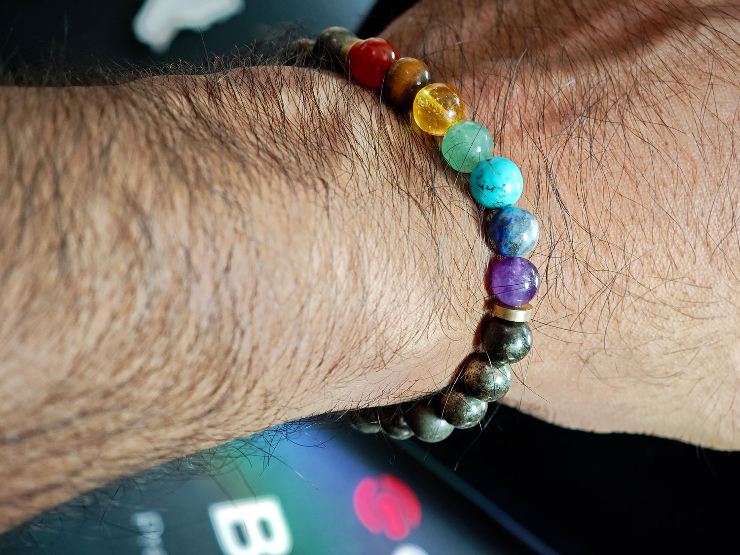 7 Chakra Crystal bracelet with Pyrite